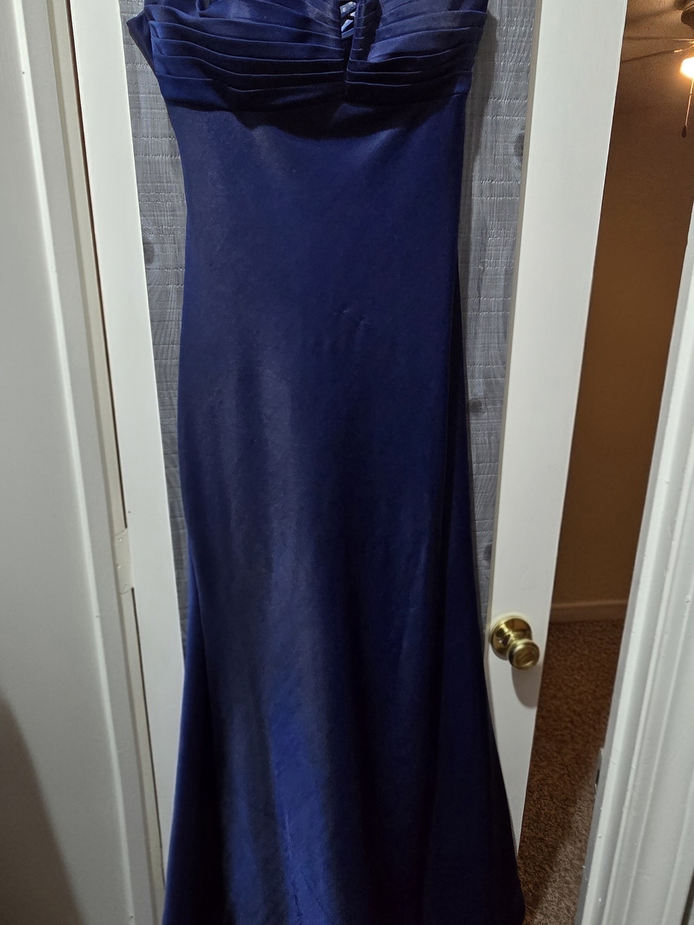 B Darlin Strapless Navy Blue Formal Gown